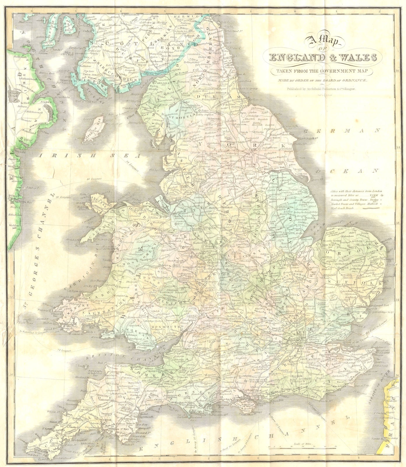 ENGLAND & WALES. FULLARTON 1834 old antique vintage map plan chart